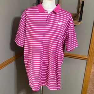 Nike Men's Polo Shirt in Pink, gray & White Stripes size XL